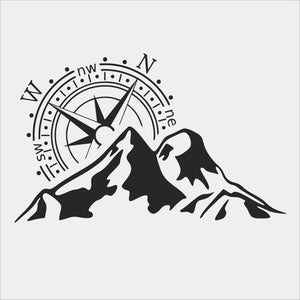 Compass Mountain Reusable Stencil A5 A4 A3 Art Decor Travelling / MT13