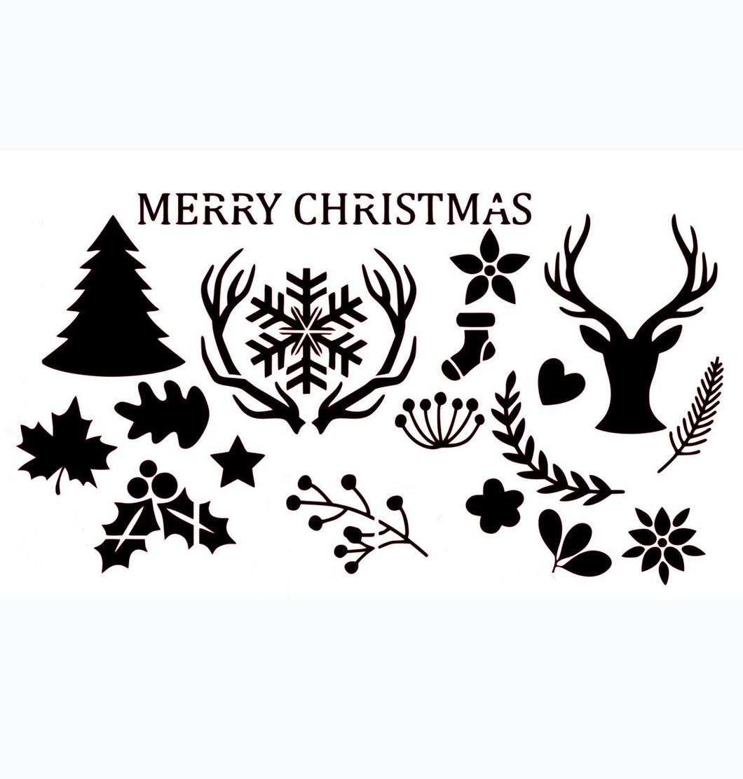 Merry Christmas Set Decoration Winter Cards Decoration Reusable Stencil Various Sizes / SNOW71