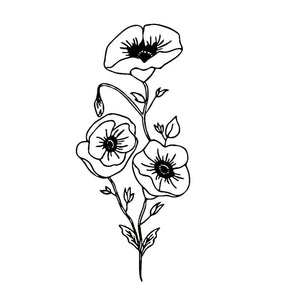 POPPIES Remembrance Day Flowers Sizes Reusable Stencil Oriental Flora Romantic Style Exotic 'F59'