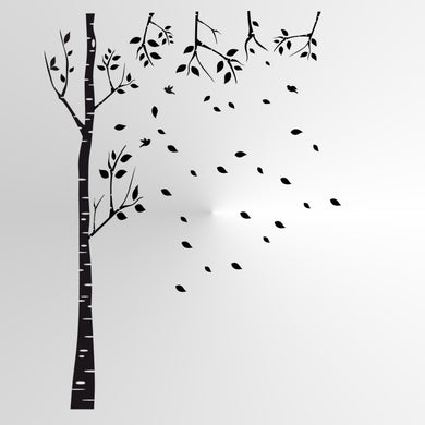 BIRCH-TREE FALLING LEAVES Big & Small Sizes Colour Wall Sticker Shabby Chic Romantic Style 'Tree58'