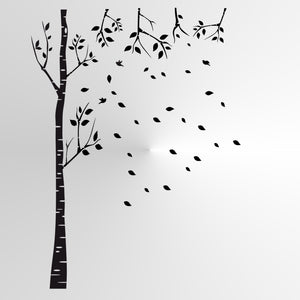 BIRCH-TREE FALLING LEAVES Big & Small Sizes Colour Wall Sticker Shabby Chic Romantic Style 'Tree58'