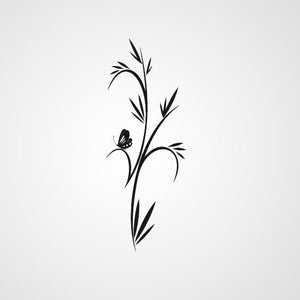 WILD GRASS WITH BUTTERFLY Big & Small Sizes Colour Wall Sticker Shabby Chic Oriental Style 'Flora6'