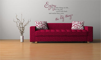 'ENJOY THE LITTLE THINGS IN LIFE..' QUOTE Big & Small Sizes Colour Wall Sticker Modern 'Q36'
