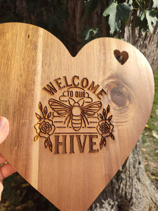 Welcome To The Hive Chopping Cutting Board Laser Engraved Personalised Snacks Cheese Board Acacia Wooden Wedding Christmas Gift