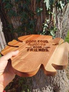 Good Food Friends Chopping Cutting Board Laser Engraved Personalised Snacks Cheese Board Acacia Wooden Wedding Christmas Gift
