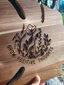 Grow Positive Thoughts Chopping Cutting Board Laser Engraved Personalised Snacks Cheese Board Acacia Wooden Wedding Christmas Gift