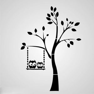 Owls on the tree branch kids room Big & Small Sizes Colour Wall Sticker Modern Floral Style 'Kids17'