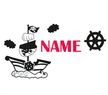 Pirate Ship Personalised Stencil Child Kids Name Boy Girl Birthday Occasional Card Celebration Bespoke 'U9'