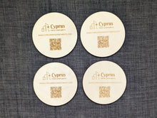 ROUND Coaster QR Code for company website Logo Personalised Occasional Plywood Custom Engraved