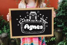 Happy Owl Personalised Stencil Child Kids Name Boy Girl Birthday Occasional Card Celebration Bespoke 'U16'