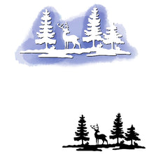 CHRISTMAS DEER FOREST Reusable Stencil Various Sizes Shabby Chic Art/ SNOW23