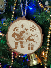 Santa Natural Wooden Rustic Christmas Ball Bauble Engraved Gift Present Eco Keepsake / S26