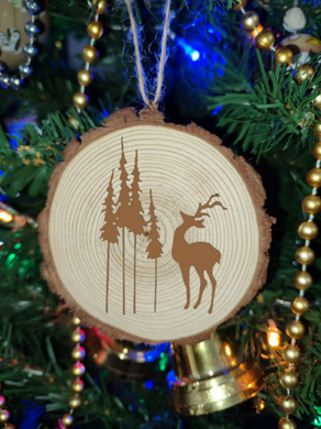 Reindeer Natural Wooden Rustic Christmas Ball Bauble Engraved Gift Present Keepsake / S18