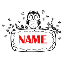 Happy Owl Personalised Stencil Child Kids Name Boy Girl Birthday Occasional Card Celebration Bespoke 'U16'