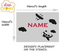 Plane Personalised Stencil Child Kids Name Boy Girl Birthday Occasional Card Celebration Bespoke 'U6'