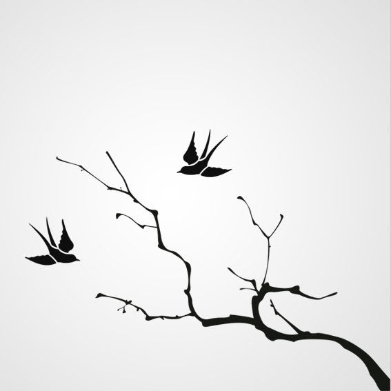 TREE BRANCH WITH SWALLOW Sizes Reusable Stencil Orient Shabby Chic 'J31'