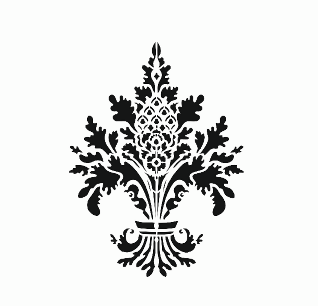 BAROQUE FLOWER ORNAMENT Sizes Reusable Stencil Shabby Chic Romantic Style 'B34'