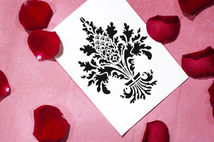 BAROQUE FLOWER ORNAMENT Sizes Reusable Stencil Shabby Chic Romantic Style 'B34'