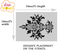 BAROQUE FLOWER ORNAMENT Sizes Reusable Stencil Shabby Chic Romantic Style 'B34'