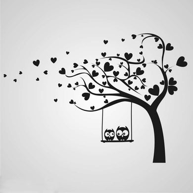 LOVE HEARTS TREE & OWLS KIDS ROOM VALENTINE'S Sizes Reusable Stencil Animal Happy Modern 'Kids7'