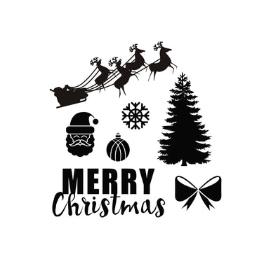 Merry Christmas Set Santa Tree Baubles Snowflake Holly Reindeer Sizes Reusable Stencil 'Snow66'