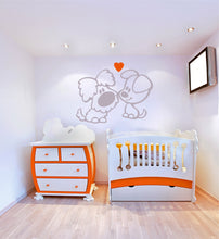 Two Cute Puppies Big & Small Sizes Colour Wall Sticker Dog Animal Kids Room Valentine's 'Kids157'