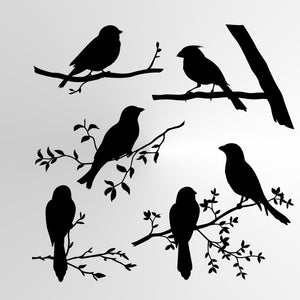 SET OF BIRDS Reusable Stencil A3 A4 A5 & Bigger Sizes Shabby Chic Nature Mylar / BIRD6