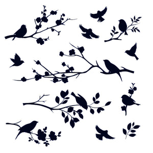 SET OF BIRDS Sizes Reusable Stencil Animal Romantic Shabby Chic Style 'Bird2'