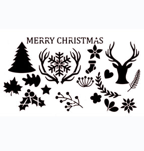Merry Christmas Set Decoration Winter Cards Decoration Reusable Stencil Various Sizes / SNOW71