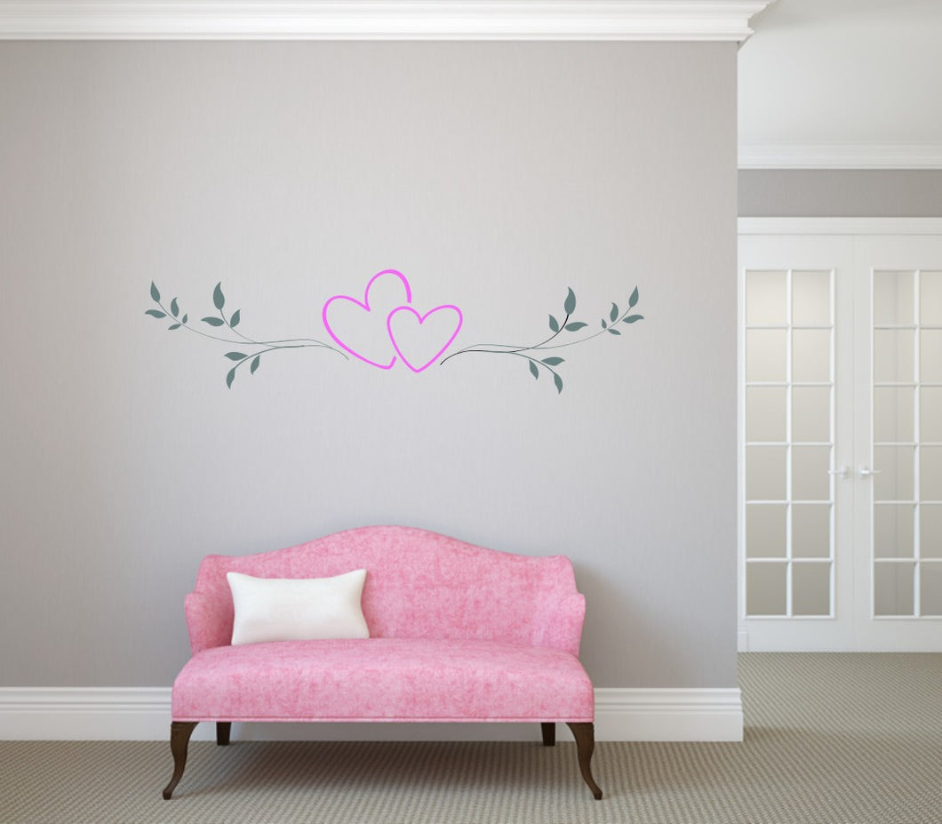 SET OF HEARTS BORDERS VALENTINE'S Big & Small Sizes Colour Wall Sticker Shabby Chic Romantic Style 'Deco3'