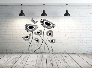 MODERN FLOWERS RINGS & BUTTERFLY Big & Small Sizes Colour Wall Sticker Modern 'NO5'
