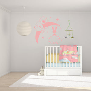 SLEEPING BEAR Sizes Reusable Stencil Kids Room Animal Happy Hug Smile Moon Stars Cute Baby Children 'Kids159'