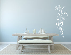 SPRING DAFFODILS BUNCH & BUTTERFLY Big & Small Sizes Colour Wall Sticker Shabby Chic 'J46'