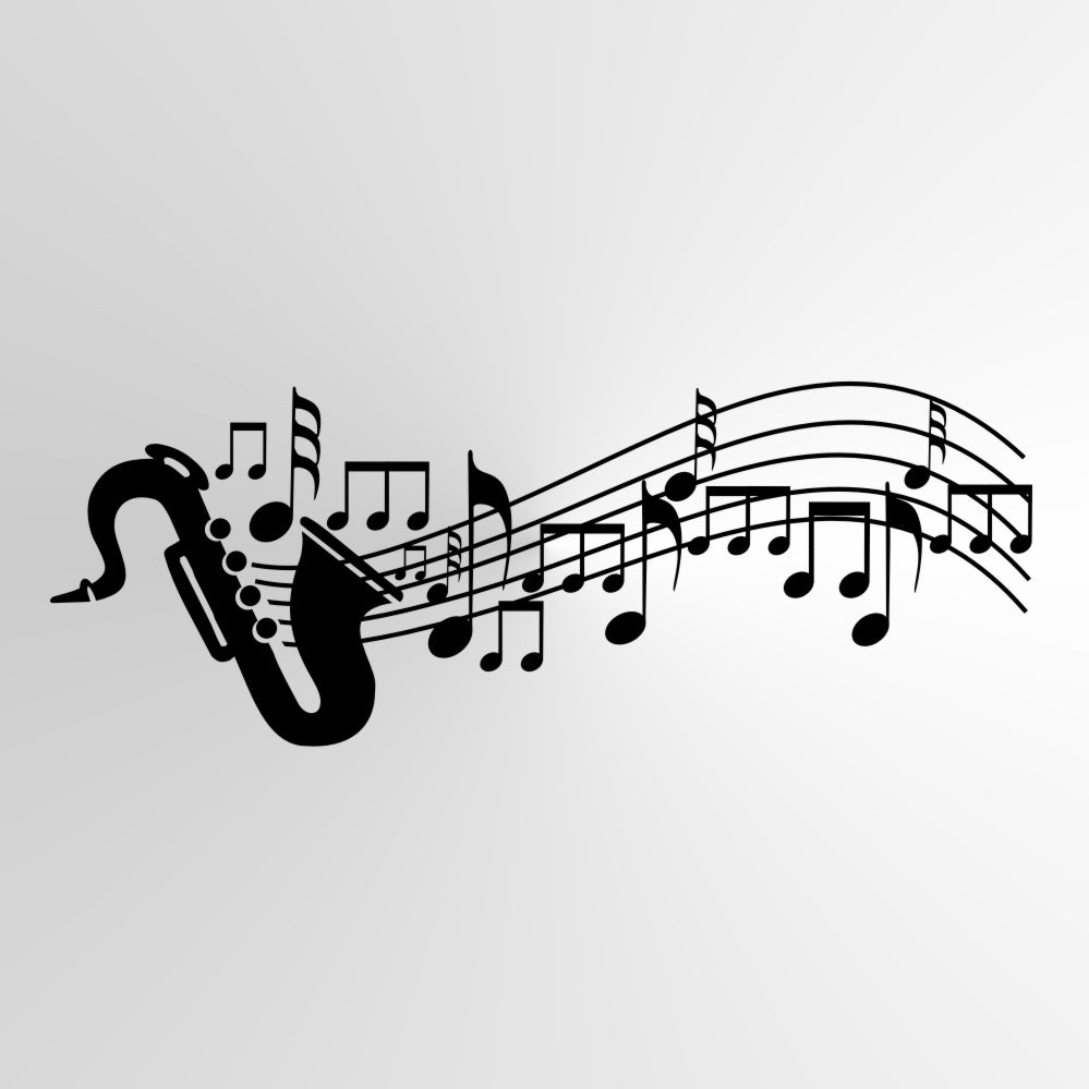 MUSIC NOTES SAXOPHONE Sizes Reusable Stencil Modern Instrument 'Music3'