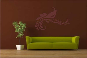 FLORAL PEACOCK Big & Small Sizes Colour Wall Sticker Shabby Chic Animal Romantic Style 'CH62'