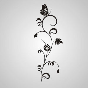 FLORA WITH BUTTERFLY Big & Small Sizes Colour Wall Sticker Shabby Chic Romantic Style 'J7'