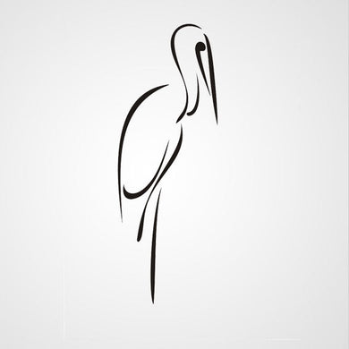 STANDING HERON ARTISTIC SKETCH Big & Small Sizes Colour Wall Sticker Animal Kids Room 'Kids144'