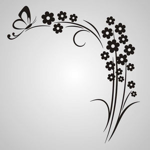 FLOWERS WITH BUTTERFLY CORNER ORNAMENT Sizes Reusable Stencil Shabby Chic 'J40'