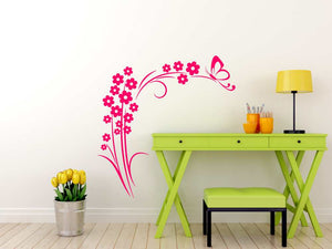 FLOWERS & BUTTERFLY CORNER ORNAMENT Big & Small Sizes Colour Wall Sticker Shabby Chic 'J40'