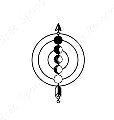 Esoteric Arrow Moon Phases Magical Reusable Stencil Sizes A5 A4 A3 & Larger Decor Spiritual Mystical 'MG31'
