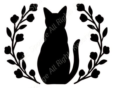 Cat Wreath Sizes A5 a4 A3 & Larger Reusable Stencil Modern Wall Art Spiritual Esoteric Phases Magical 'MG18'