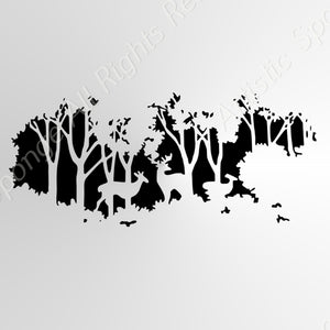 FOREST TREE ANIMALS DEER NATURE Big & Small Sizes Colour Wall Sticker Decor SNOW8