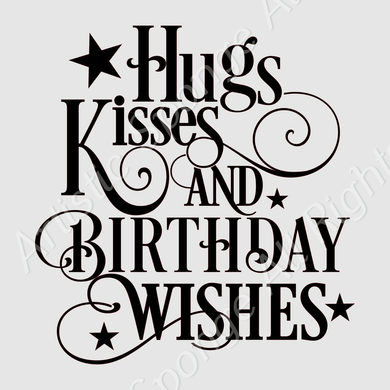 Hugs Kisses Birthday Wishes Quote Big & Small Sizes Colour Wall Sticker Modern Party Sign Celebration 'Q92'