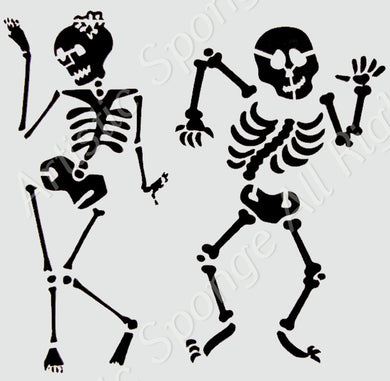 HALLOWEEN Funny Skeletons Couple Reusable Stencil Decoration Cards Various Sizes H8