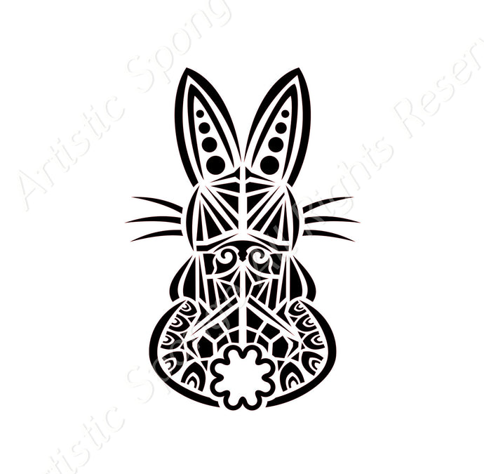 Tribal Bunny Reusable Stencil Sizes A5 A4 A3 & Larger Native Culture Symbol Cleverness Wit 'MG27'