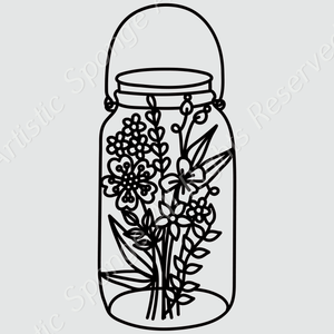 Spring Flowers In A Jar Reusable Stencil Sizes A5 A4 A3 & Larger Flora Romantic 'F52'