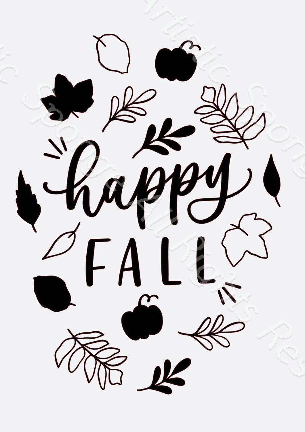Happy Fall Sizes Reusable Stencil Shabby Chic Romantic Style Autumn Falling Leaves 'Wild8'