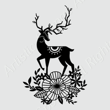 Floral Reindeer Big & Small Sizes Colour Wall Sticker Love Wall Art Decor Wedding / Snow51
