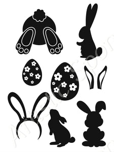 Happy Easter Egg Hunt Sizes Reusable Stencil Bunny Spring Palm Decoration 'E15'