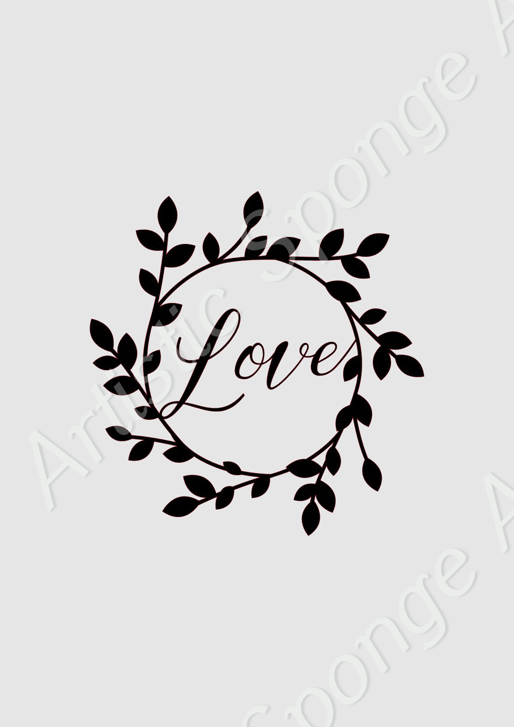 Love Wreath Reusable Stencil Sizes A5 A4 A3 & Larger Shabby Chic Craft Paint Wall Deco / Q94